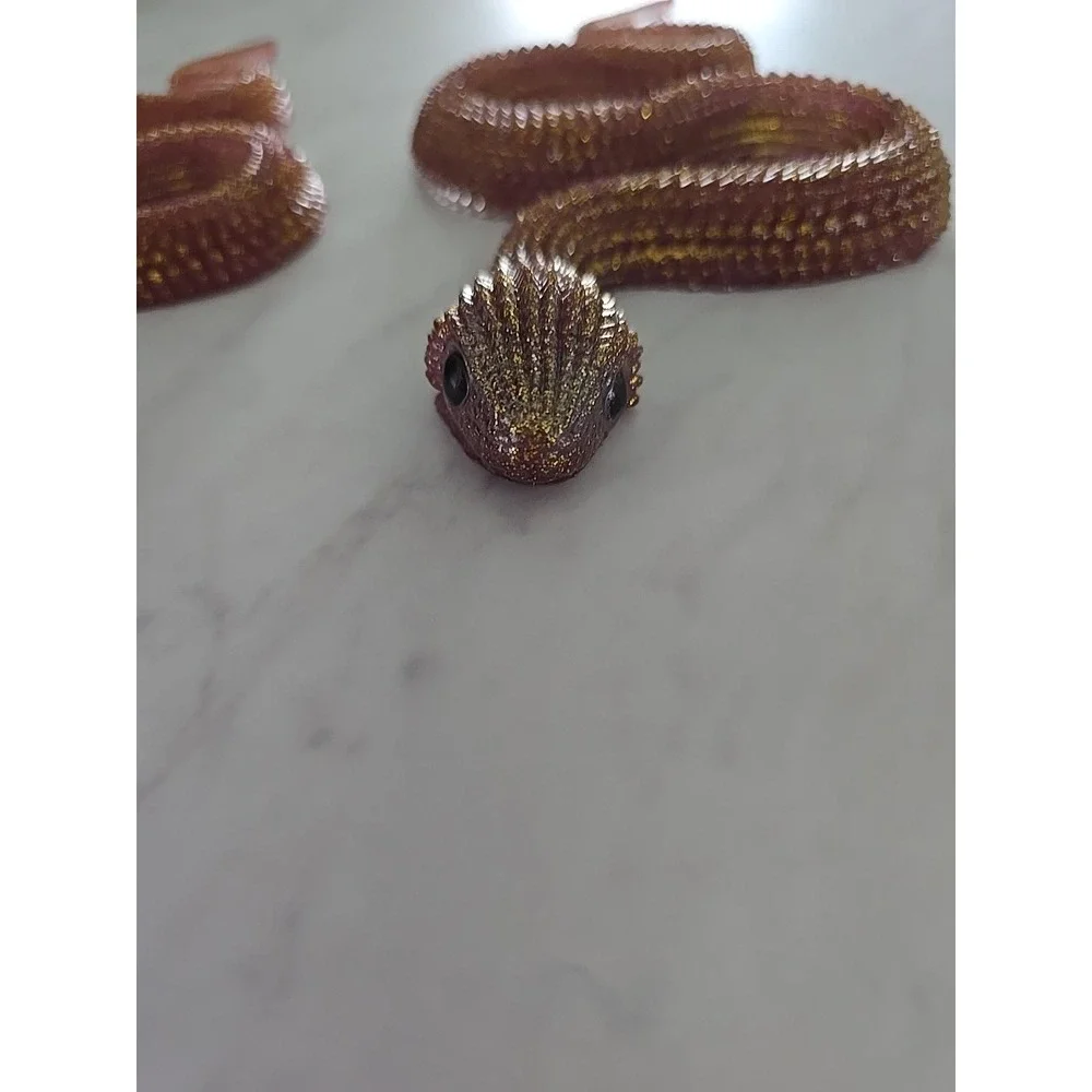 Handmade Resin Snakes Decoration Gift  Pink‎ Gold 2 Snakes. 606